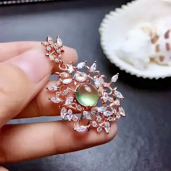 

Video! Fidelity natural 8*10mm prehnite pendants s925 sterling silver fresh fine jewelry for women party natural green gemstone