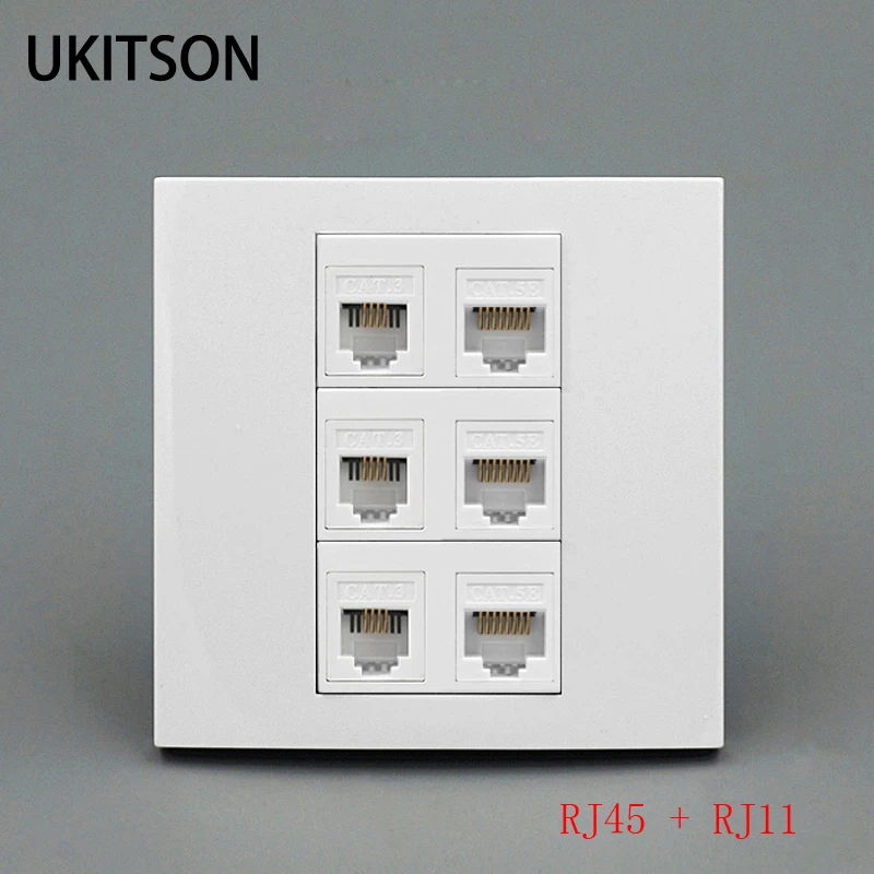 CAT3 RJ11+CAT5E RJ45 Wall Outlet pic 1