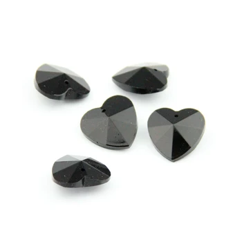 

28mm 100pcs Black Glass Crystal Heart Beads Chandelier Prism Suncatchers For Strand Garland DIY Suncatchers