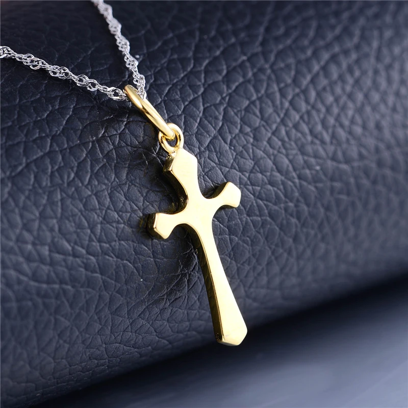 

Authentic 925 Sterling Silver Golden Color Cross Necklace can be a key chain Best of the Christmas gift
