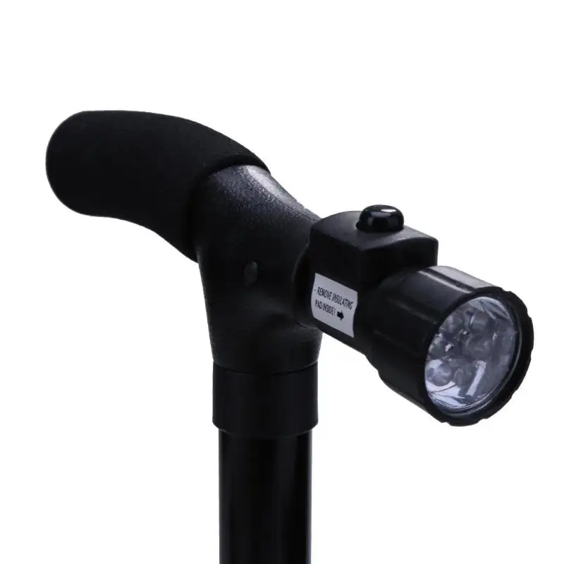 

Old People Folding Telescopic Trekking Poles with LED Light T-handle Hiking Cane Walking Stick for Elders