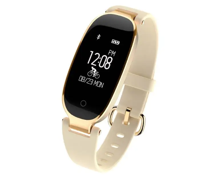 S3 Смарт-часы женские Bluetooth водонепроницаемый смарт-браслет полоса монитор сердечного ритма трекер Smartwatch для Android IOS reloj saat - Цвет: Gold