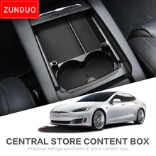 ZUNDUO Auto box bracciolo centrale Per Tesla MODELLO X MODELLO S Accessori Interni Stivaggio Riordino Center Console Organizzatore