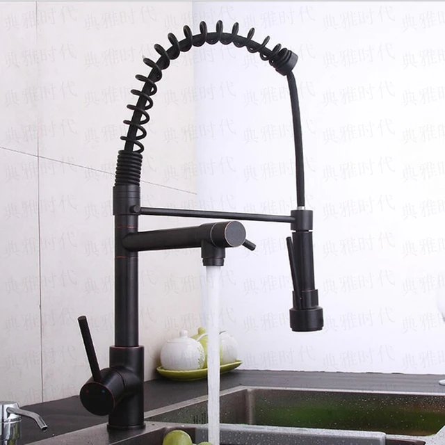 Special Price Commercial Spring Oil Rubbed Bronze Pull Out Sprayer Single Handle Kitchen Faucet, Single Lever Pull Down Kitchen Sink Faucets 