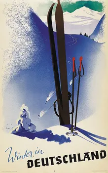 

Germany Travel Posters Winter in Deutschland Skiing Board Classic Wall Stickers Canvas Vintage Poster Home Bar Decor Gift