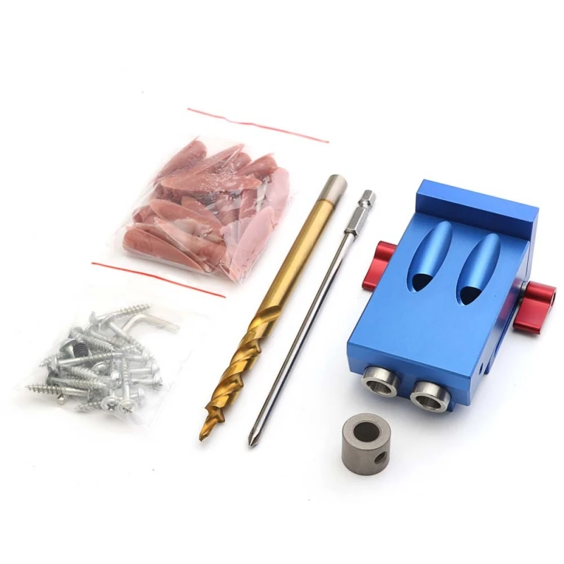 

Mini Kreg Style Pocket Slant Hole Jig System Kit with Step Drill Bit Woodwork Tool Set