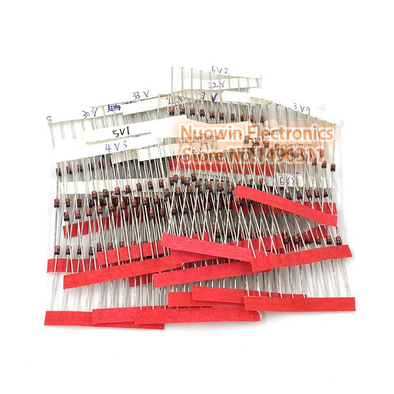 

1W (3V to 33V) 250 Pcs 25 Values 1W Zener Diode Assorted kit Assortment Set New