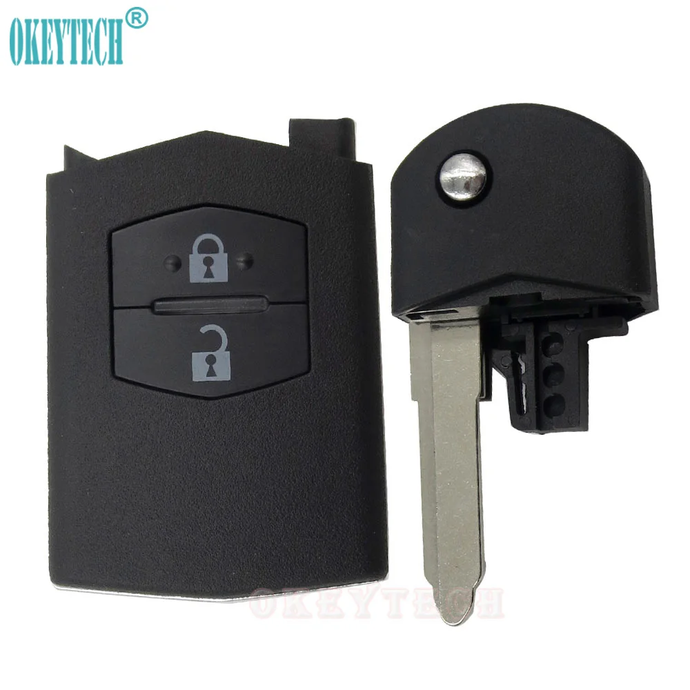 OkeyTech 2 Buttons Car Remote Flip Key Shell Cover Case For Mazda 2 3 5 6 RX8 MX5 CX6 Uncut Blade Replacement FOB Free Shipping