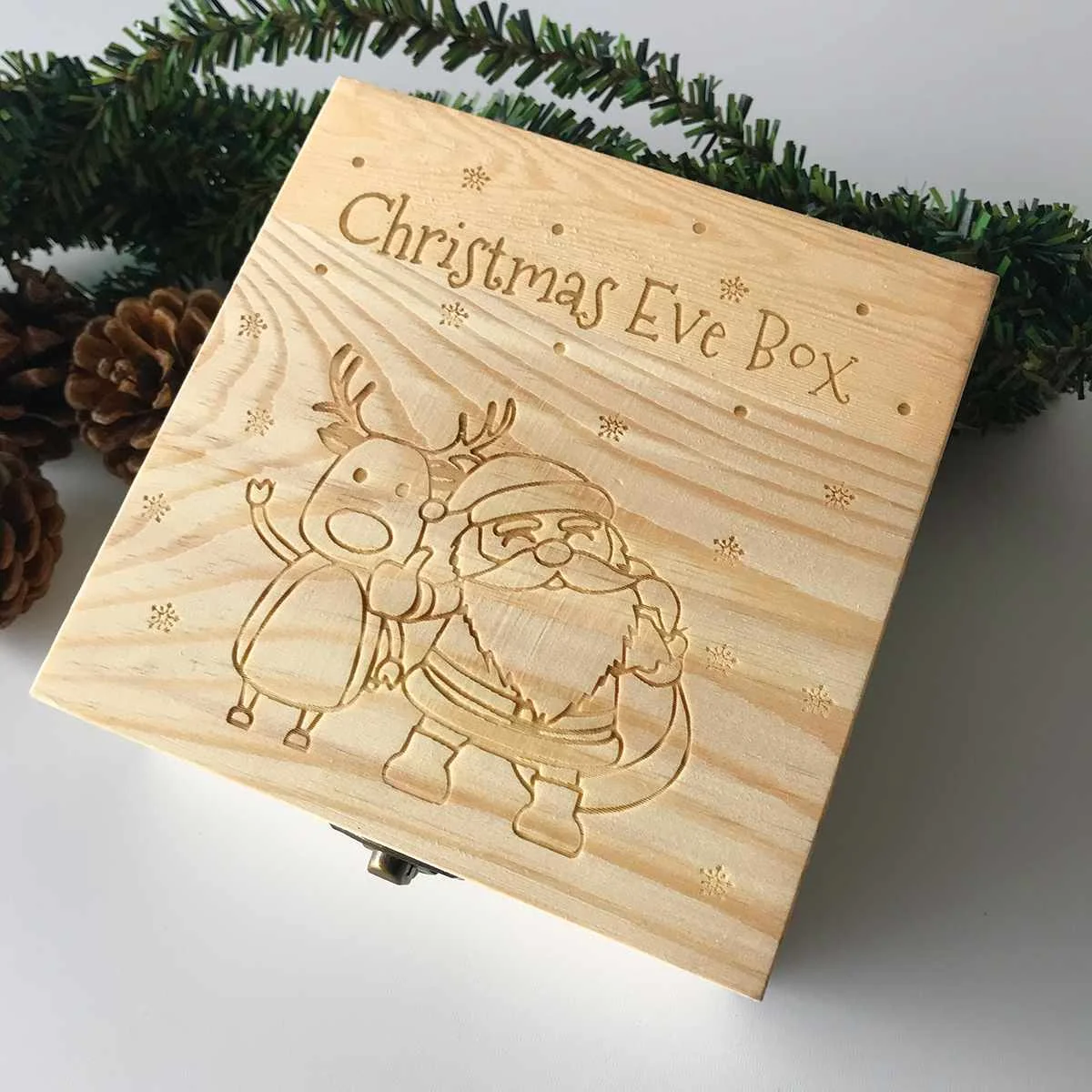 Рождественская Подарочная коробка деревянная Выгравированная коробка для хранения дома Снеговик Санта Клаус и лося яблоки шкатулка Ювелирный чехол подарки для детей - Цвет: Santa Claus and Elk