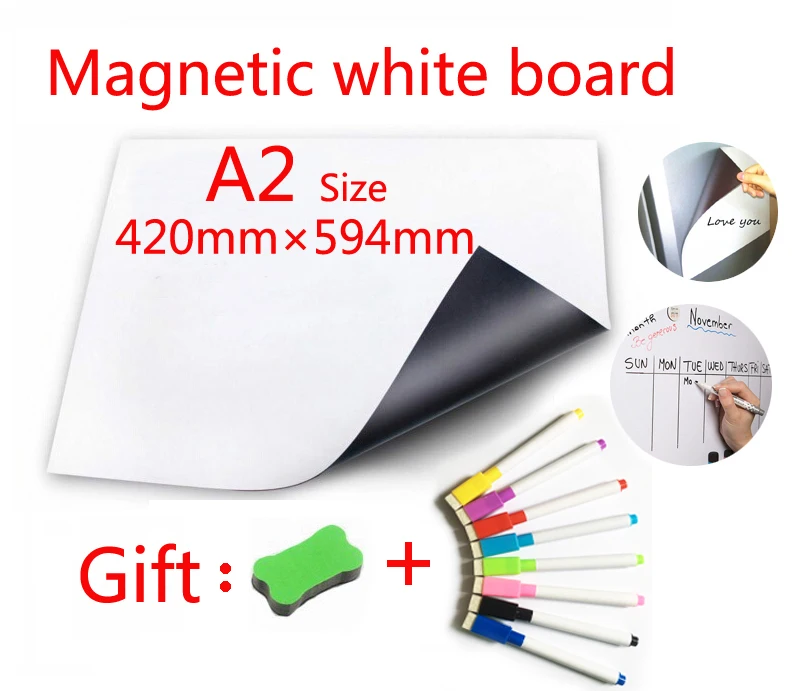 

A2 Size Magnetic Whiteboard Message Board Memorandum Presentation Boards Fridge Sticker Soft Dry Erase White Board 420mmX594mm