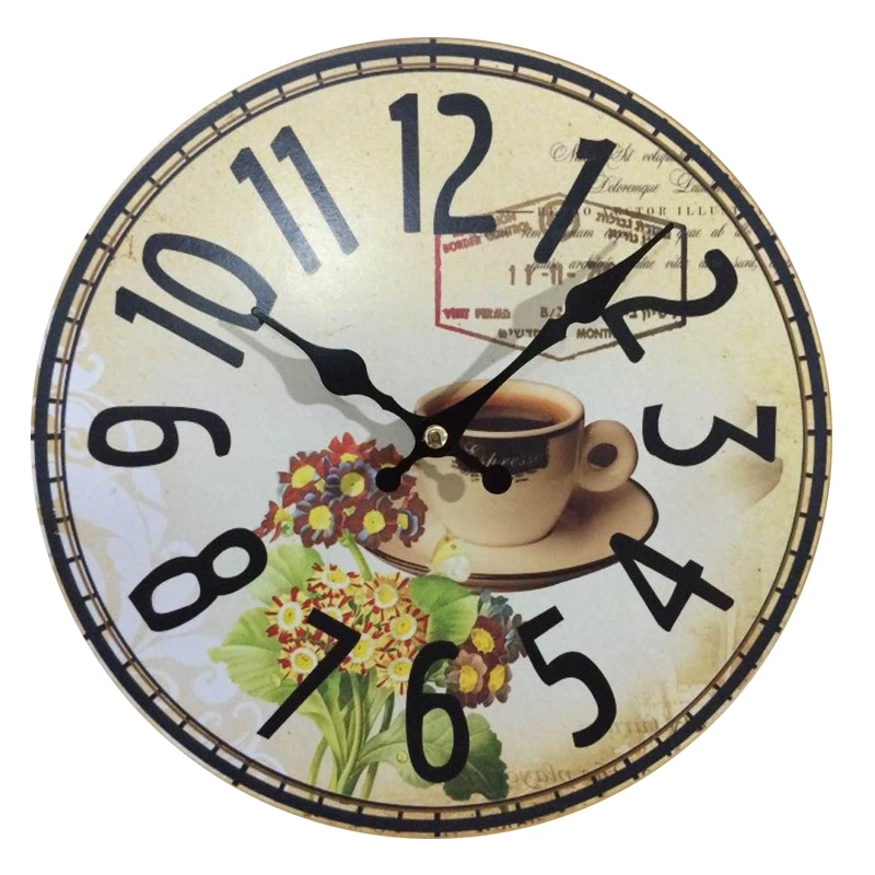Dinning Room Cheap Wall Clocks Electronic Antiqued Quartz MDF Wooden