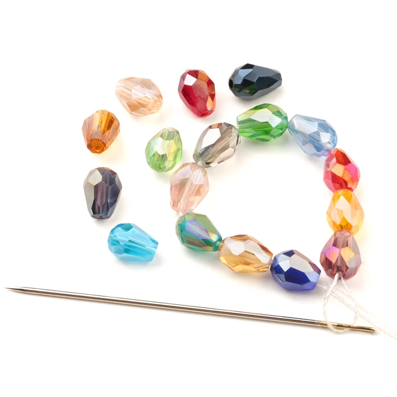 

Crystal Beads AB Colors Loose bead glass ball 6*8mm 8*10mm drop Crystal Accessories Supply bracelet Jewelry DIY Many colors