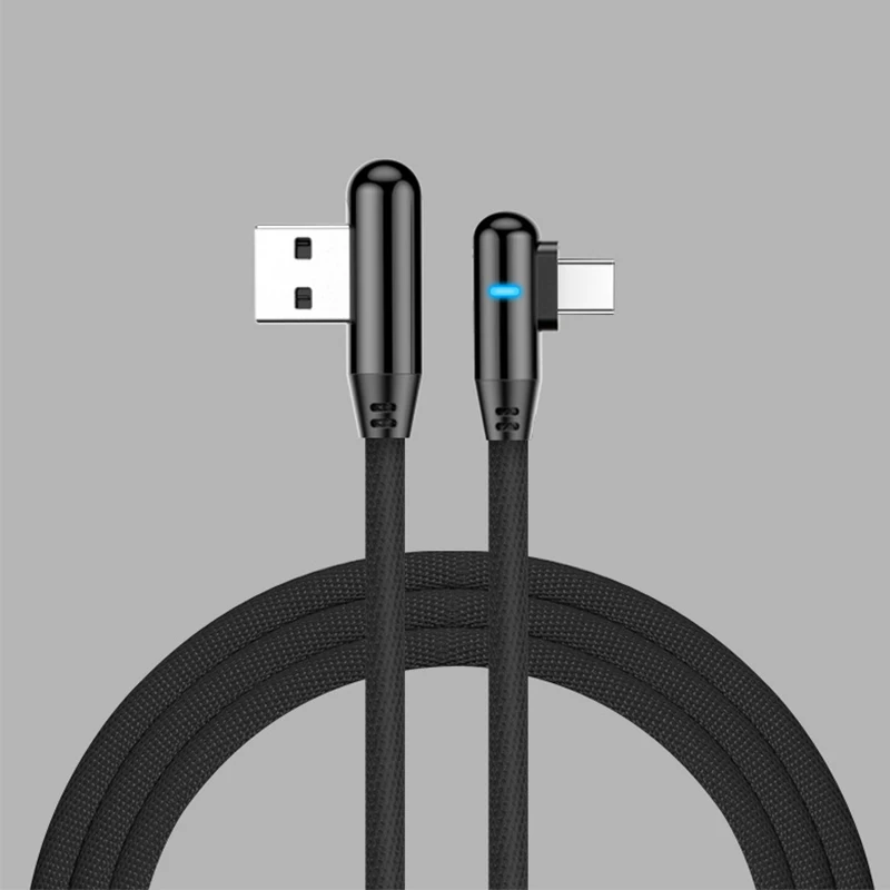 Игровой светодиодный Micro USB кабель для передачи данных с быстрой зарядкой 2,4 А, смарт-синхронизация данных в оплетке+ головка из алюминиевого сплава, Android type C для samsung huawei - Цвет: Black