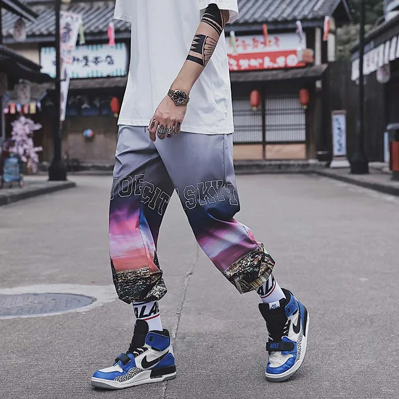 Весна, Новое поступление, городской пейзаж, 3d принт, модные джоггеры Harajuku, уличная одежда для мужчин/женщин, хип-хоп, черные спортивные штаны