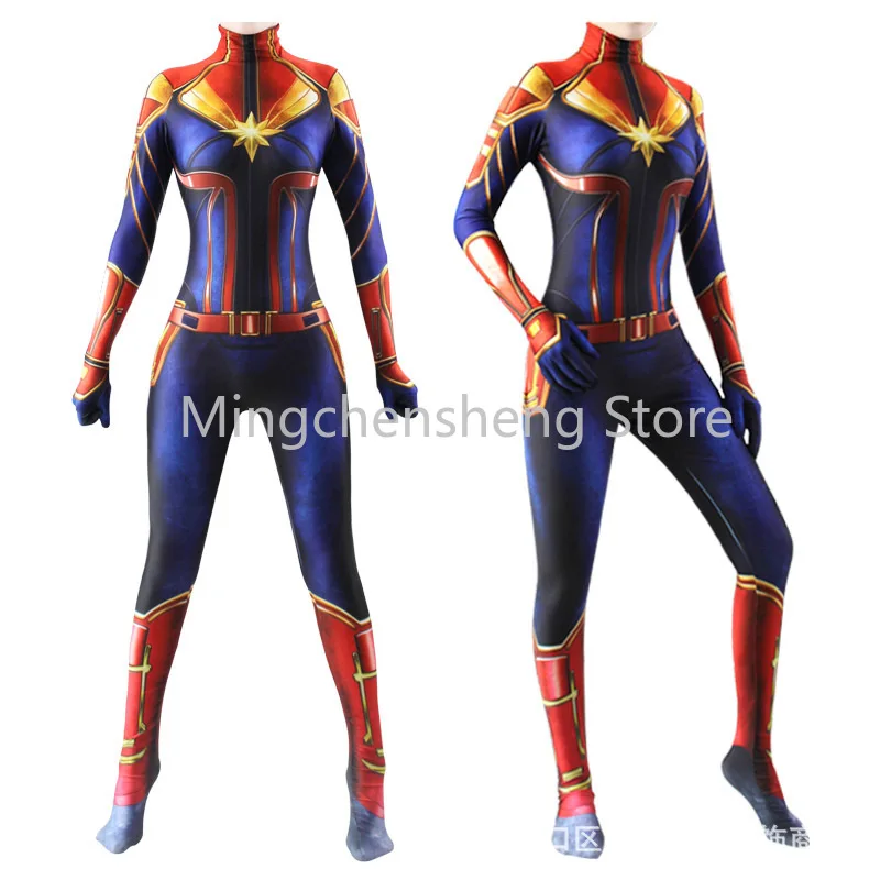 

Captain Marvel Cosplay Costume Superhero Carol Danvers Ms Marvel Bodysuit Jumpsuit Halloween Costume for Adult Kids Jumpsuit