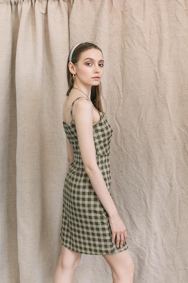 Ordifree 2019 летнее женское клетчатое платье мини Винтажное Спагетти ремень открытая спина сексуальное облегающее Короткое платье Сарафан