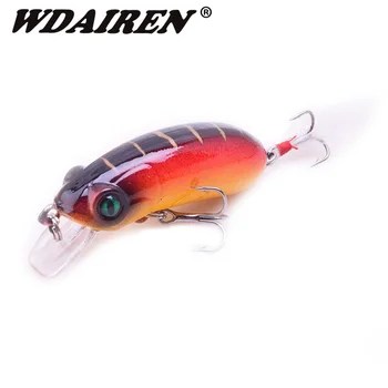 

1Pcs Floating Crank Wobbler Fishing Lure 6cm 9.5g Crankbait Artificial Hard Fishing Bass Feather treble hooks Fishing tackle