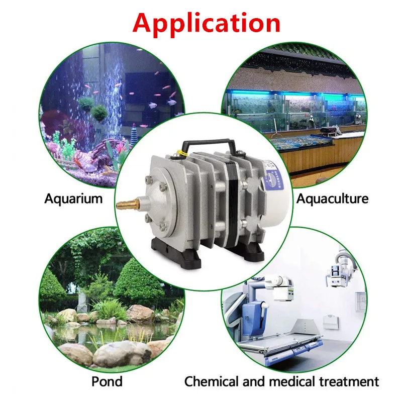 20/35/45W Electromagnetic Aquarium Air Compressor Super Fish Tank Pond Air Compressor Oxygen Pump With 6 Way Splitter Air Valve