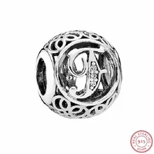 Яркие серебряные бусины 925 capitary F в винтажном стиле, прозрачный CZ DIY Fit PANDORA Подвески для женщин, ювелирные изделия, LE015-F
