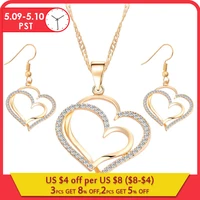 стразы набор украшения Романтический в форме сердца картины кристалл серьги колье серебряные позолоченные сеть ювелирных комплект свадебные святого валентина подарок ювелирные наборы ОПТОМ ювелирные изделия комплекты - изображение