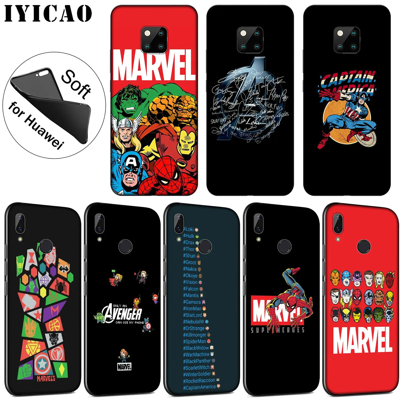 IYICAO Марвел Мстители Мягкий силиконовый чехол для телефона Huawei Mate 30 20 10 Pro Lite Nova 5I 4
