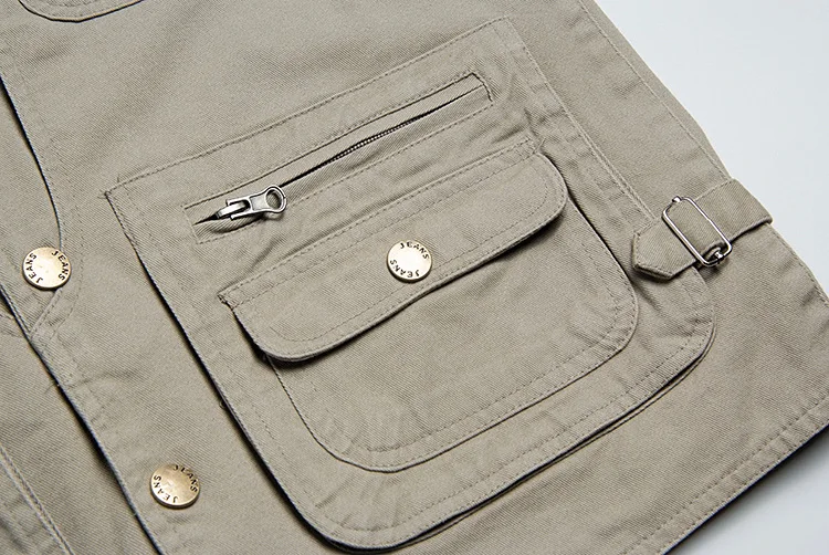 Grandwish 100% Cotton Multi Pocket Vest Men Summer  New Male Sleeveless Jacket Mens Photographer Baggy Waistcoat ,DA746