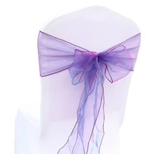 25 шт./партия, чехлы с бантом для стула из органзы, свадебные вечерние банкетные рождественские украшения, 18x275 см, разноцветные, высокое качество