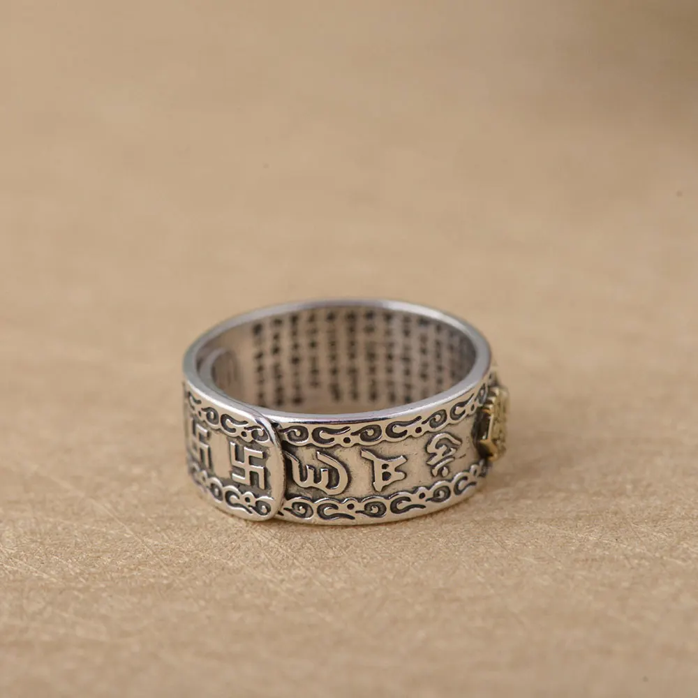 Женское кольцо из серебра 925 пробы FNJ регулируемый размер|thai silver ring|silver buddha ringbuddha