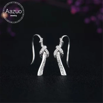 

Aazuo 18K White Gold Real Natural Diamond 0.11ct H Si1 Hoop Earring Au750 For Woman Wedding Engagement Party