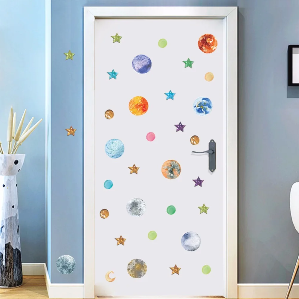 Space Universe Wall Stickers For Kids Room Bedroom Solar