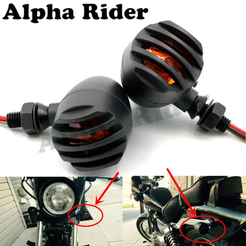 

Motorcycle L/R Slotted Grill Blinker Turn Signals Flasher Lights for Kawasaki Ninja 250R Suzuki M109R Boss Bobber Cruiser Custom