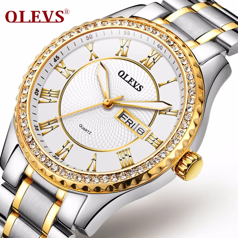 

Olevs MIYATO Quartz Watch Men Top Brand Famous Rhinestone Wrist watch Auto date Week Male Clock Business watch relogio masculino