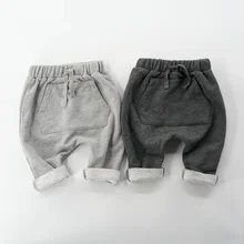 Hp-25 осенние детские длинные штаны-шаровары для мальчиков и девочек 3 мес.-24 мес. хлопок, полиэстер, махровая ткань большой карман