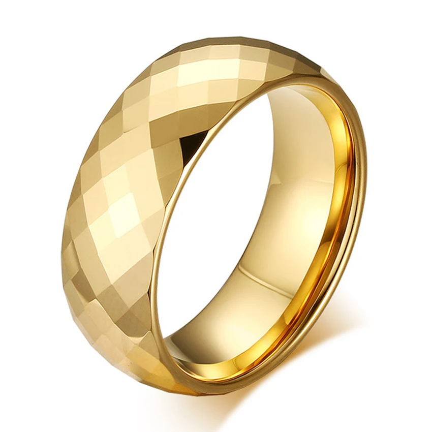 2017 NEW Men's Rhombic Cut Tungsten Carbide Promise Wedding Bands Ring Gold color Rings for Men ...