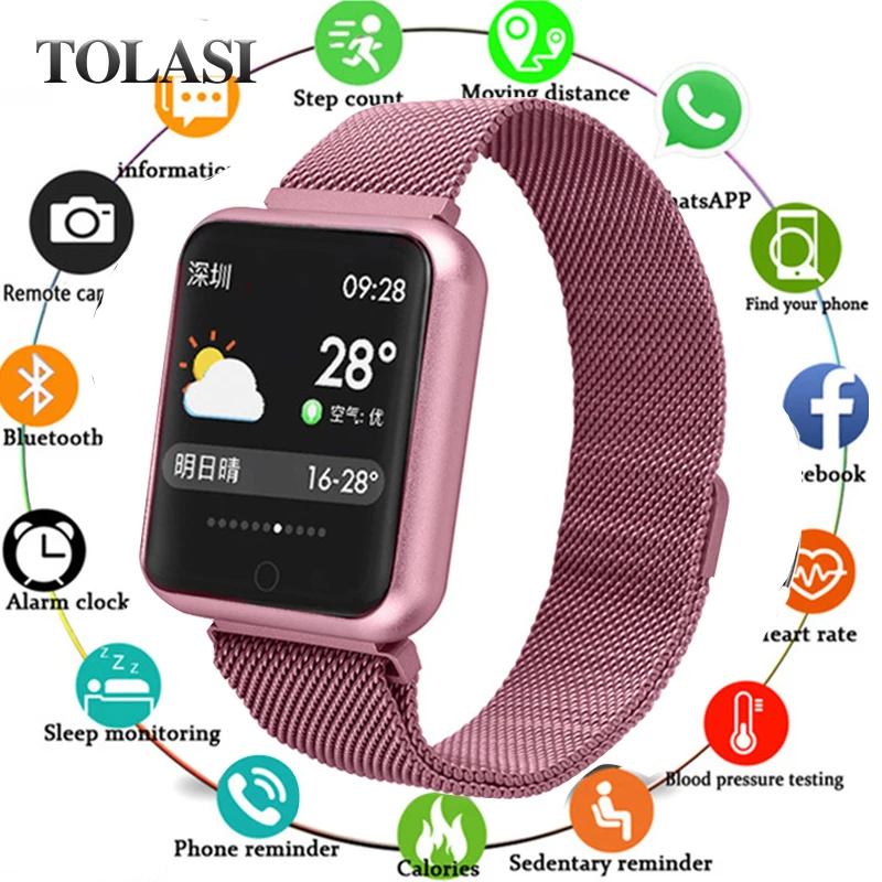 

Fashion Men Smartwatch Message Reminder Smart Watches Waterproof Smart Watch Heart Rate Tracker Sport Watches Women Reloj Mujer