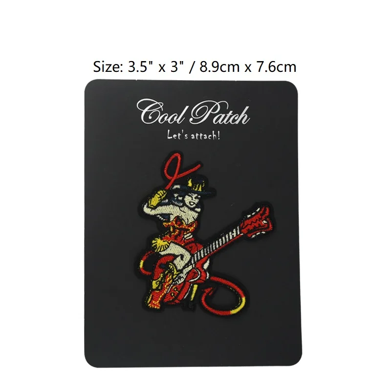 

VINCE RAY GUITAR DEVIL GIRL HOT ROD PSYCHOBILLY PUNK ROCKABILLY PATCH retro sew applique iron on patch Biker Vest Patch band