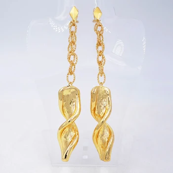 

Sunny Jewelry Fashion Jewelry 2019 Long Drop Dangle Earrings For Women Copper High Quality Plant Seaweed For Party Wedding Daily