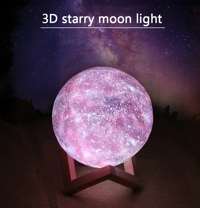 Светодиодный звездное небо луна лампа 15 см Сменные 16 цветов
