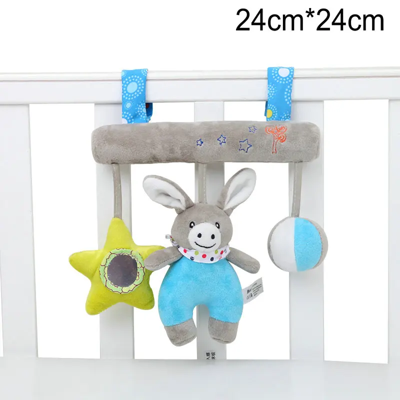 Милый детский манеж погремушка игрушка плюшевая многоцелевая кровать круг вокруг Колыбель подвесная прикроватные колокольчики детское животное на коляску игрушки - Цвет: Blue donkey