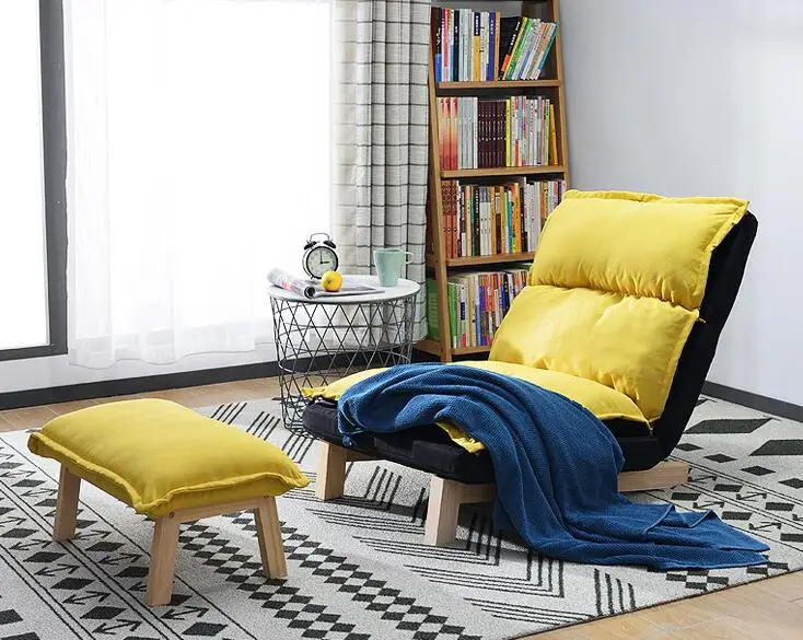 

Modern Dormitory Bed Chair Student Lazy Sofa W/Footstool Multifunctional Comfortable Bedroom Balcony Backrest Chair Floor Sofa