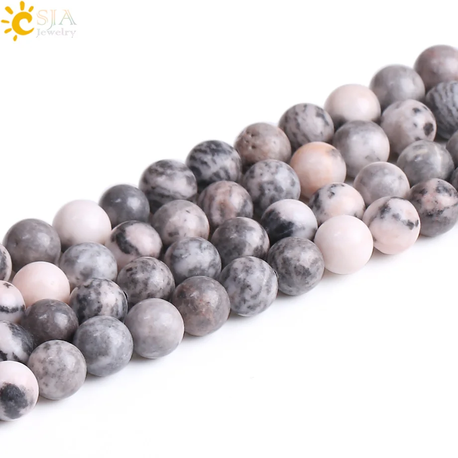 

CSJA Natural Stone Pink Zebra Quartz Round Loose Beads 8mm 1 Strand for Handmade Jewelry Making Women Men Bracelet Necklace F209