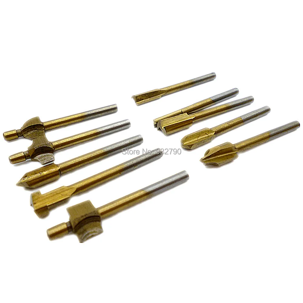 10 PCS 18 Mini Shank HSS Titanium Router Bits Fits Dremel Rotary Tool Set Free Shipping!