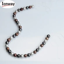 Натуральный AA+ серый черный кофе круглый пресноводный жемчуг 10-11 мм 15 дюймов DIY ожерелье браслет icnway
