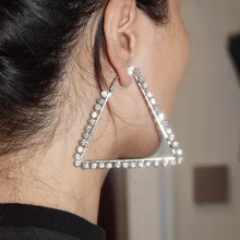 Новые женские стильные яркие Стразы треугольные очаровательные серьги-кольца Горячая Распродажа бренд сплав геометрические коллекции серьги ювелирные изделия