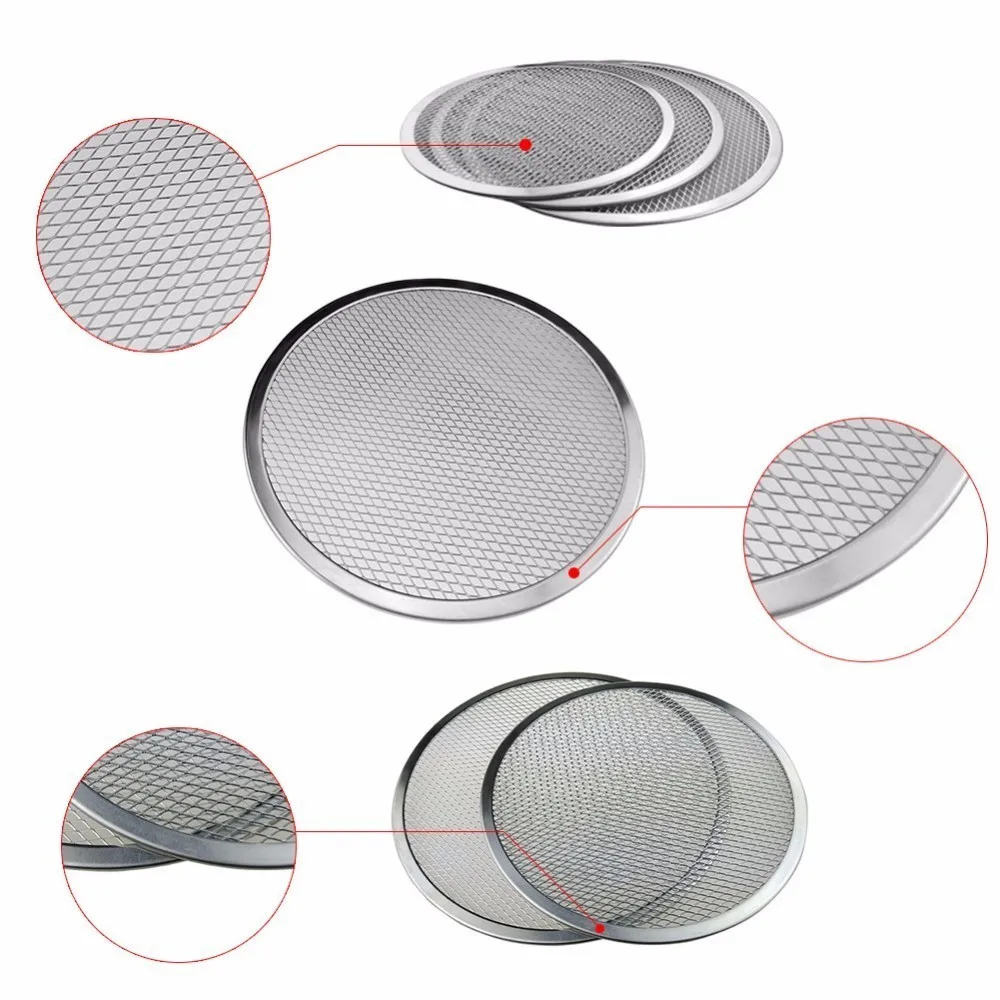 6-22inch Latest Aluminum Flat Mesh Pizza Screen Round Baking Tray Metal Net Bakeware Kitchen Tools Pizza Bakeware Cookware