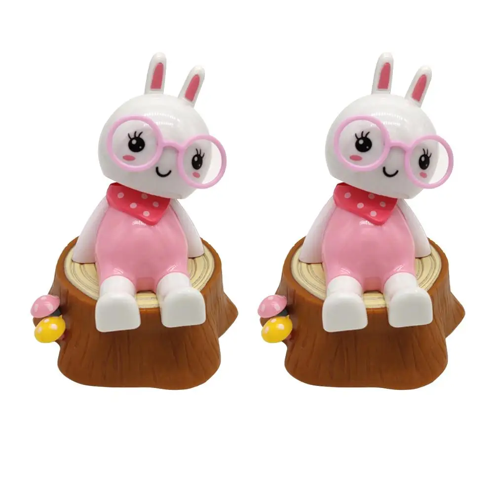 

2Pcs/Set Cartoon Animal Solar Powered Swing Toy Car Dashboard Ornament Kids Gift accesorios automovil