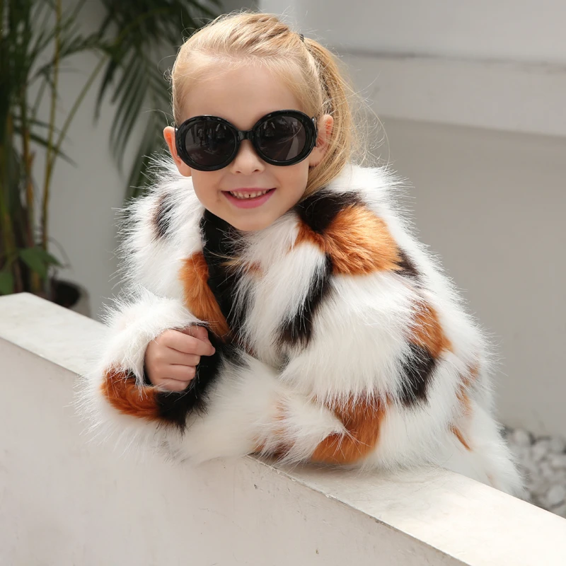LILIGIRL/зимняя меховая куртка для девочек; одежда для маленьких мальчиков с градиентом; Детское пальто с леопардовым принтом из искусственной кожи; плотные куртки; верхняя одежда
