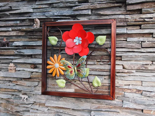2 Pieces Vintage Iron Flower Square Metal Wall Art Decor Handmade 4 2 Pieces Vintage Iron Flower Square Metal Wall Art Decor Handmade 4 Types Home Bedroom Sitting