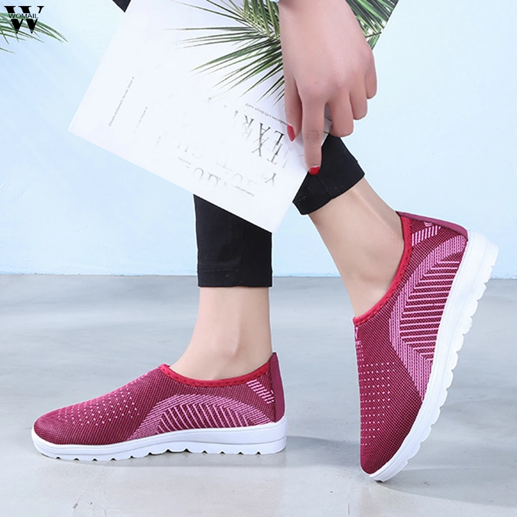 

Women Sneakers 2019 Fashion Breathble Shoes Cotton Fabric Lace up Casual Walking Stripe Sneakers Loafers Soft Shoes Feb4