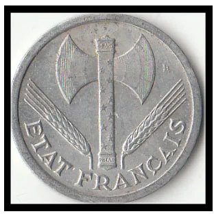 

27MM Vichy France WW2 2 Franc Coin Used Condition Random Year